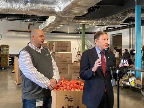Blumenthal joined Connecticut Foodshare to highlight the urgent need for food donations and new federal legislation that would make it easier for grocery stores and restaurants to donate to individuals in need.  
